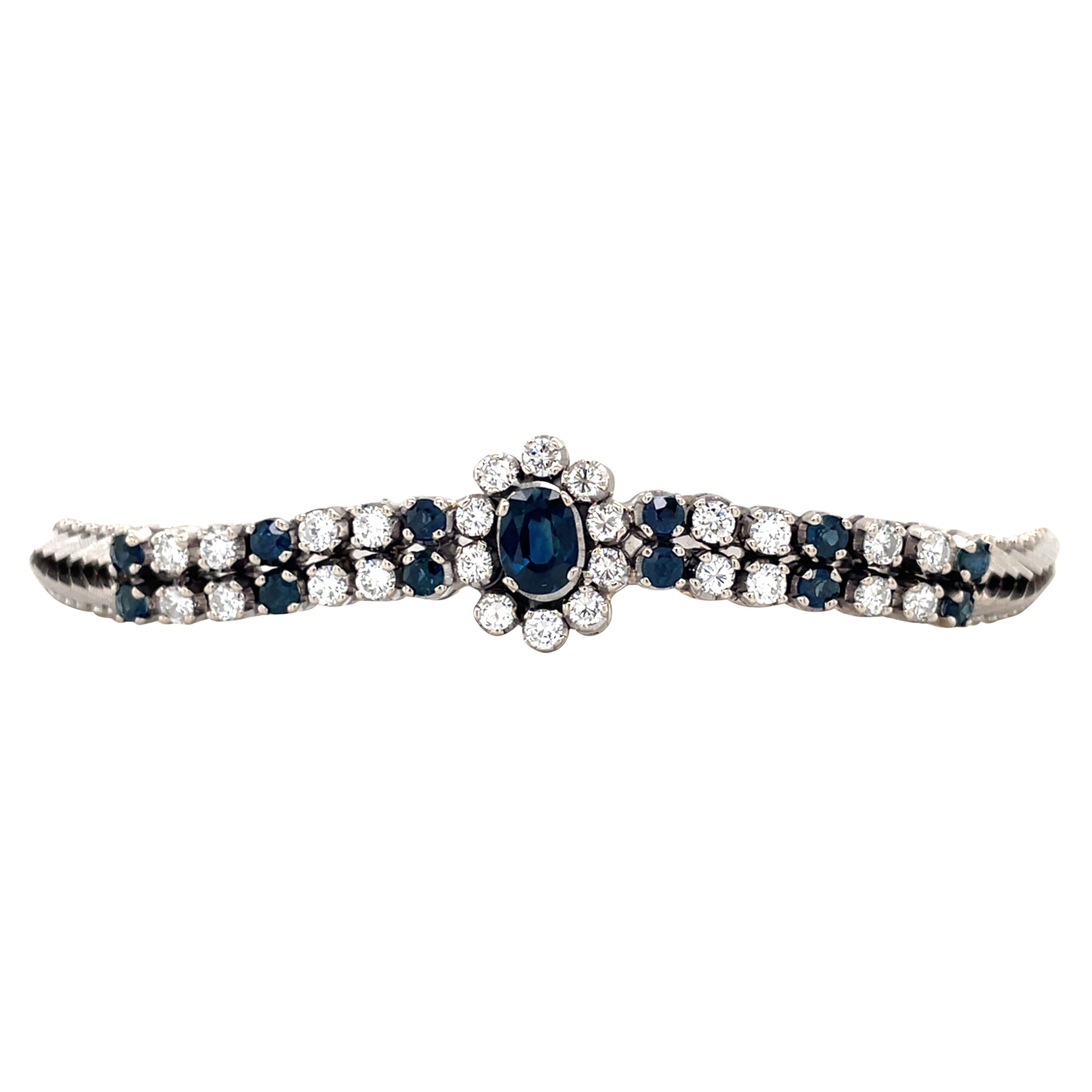 Witgouden armband met saffier en diamant 14 krt